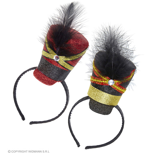 mini hoedje majorette met veren, 4 kleuren ass.