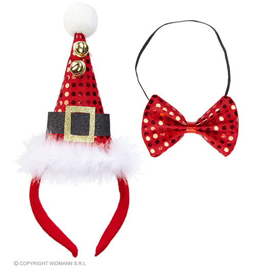 pailletten mini hoedje met 2 belletjes en strikje