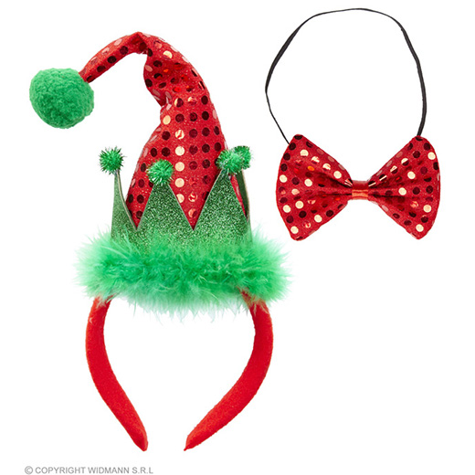 mini santa mutsje met strikje, pailletten