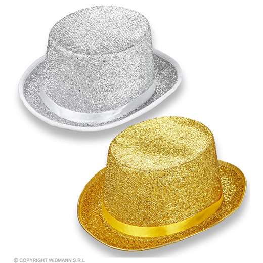 hoge hoed lurex goud of zilver
