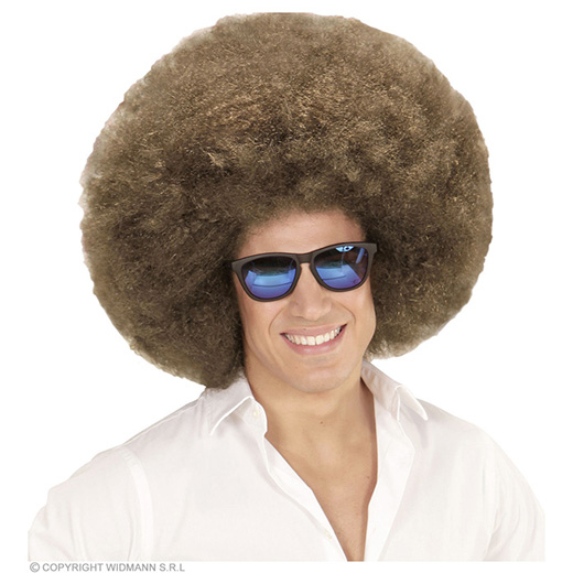 pruik, afro extra groot bruin