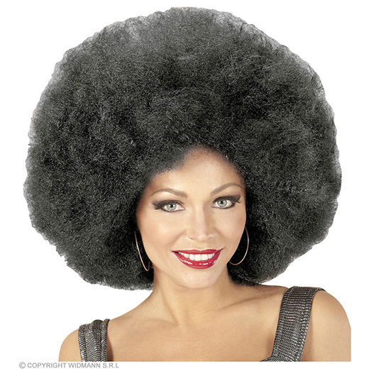 pruik, afro extra groot zwart