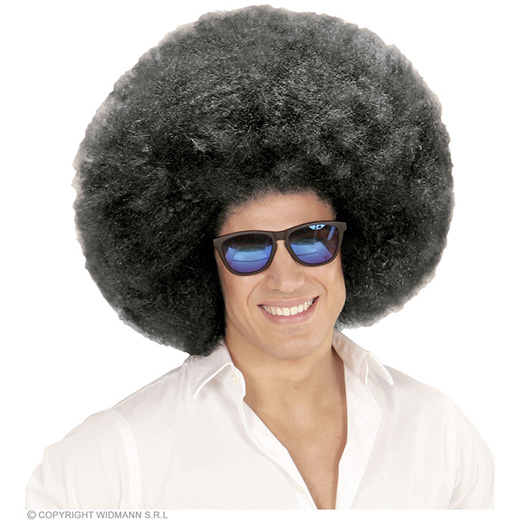 pruik, afro extra groot zwart