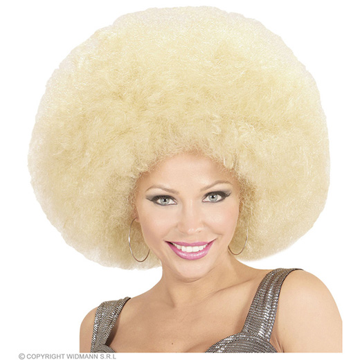 pruik, afro extra groot blond