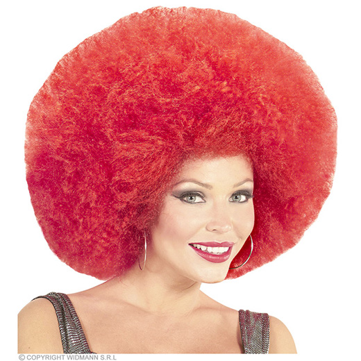 pruik, afro extra groot rood