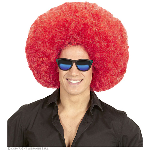 pruik, afro extra groot rood