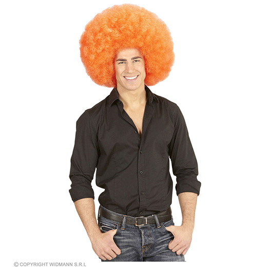 pruik, afro extra groot oranje
