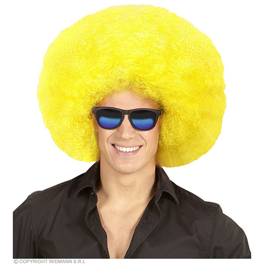 pruik, afro extra groot geel