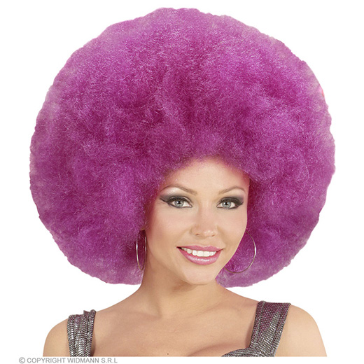 pruik, afro extra groot paars