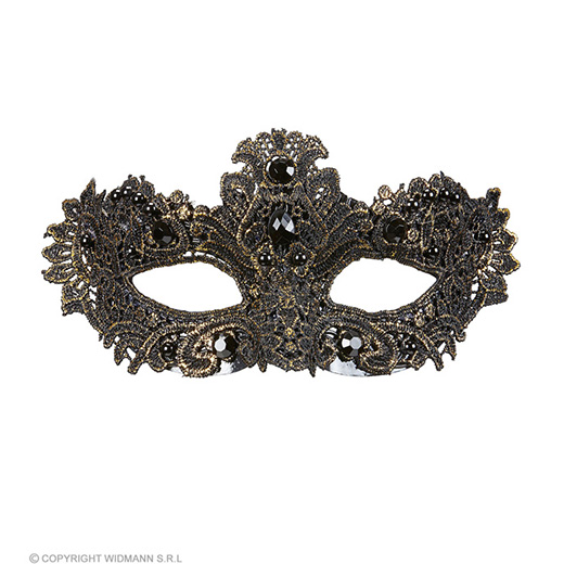 oogmasker, antiek goud met kant en stenen