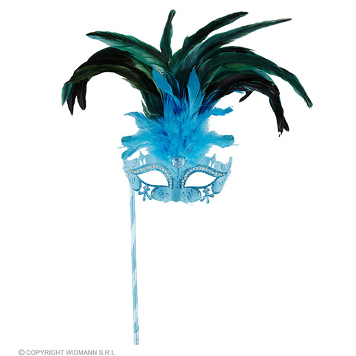 oogmasker met stokje, azuur luxe versie