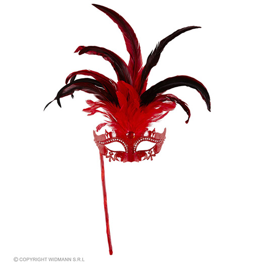 oogmasker met stokje, rood luxe versie