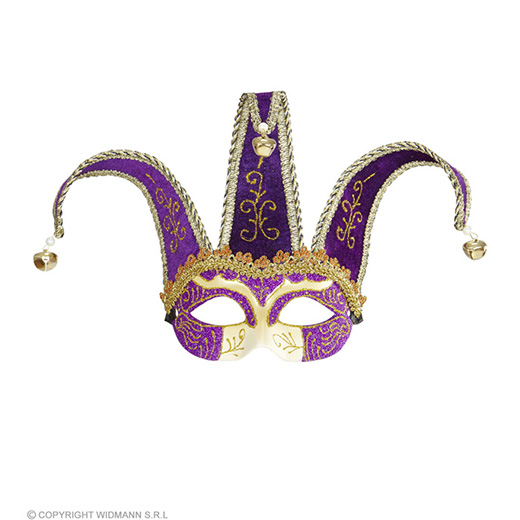 oogmasker, joker met decoratie glitters, paars