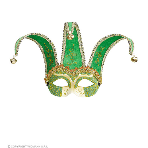 oogmasker, joker met decoratie glitters, groen