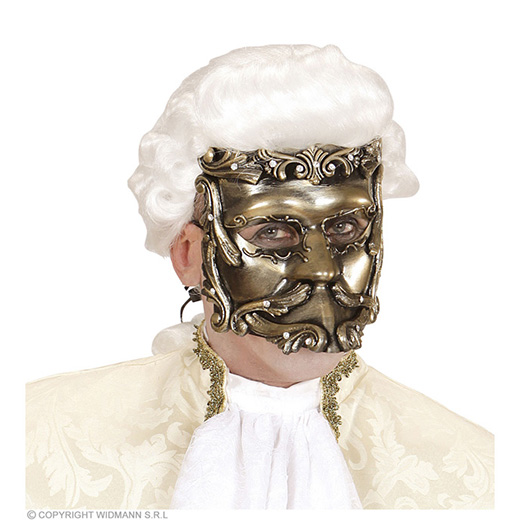 luxe barok casanova masker in brons met strass