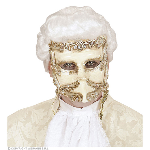 luxe barok casanova masker ivoor met strass