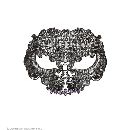 masker kant, schedel met stenen, zwart
