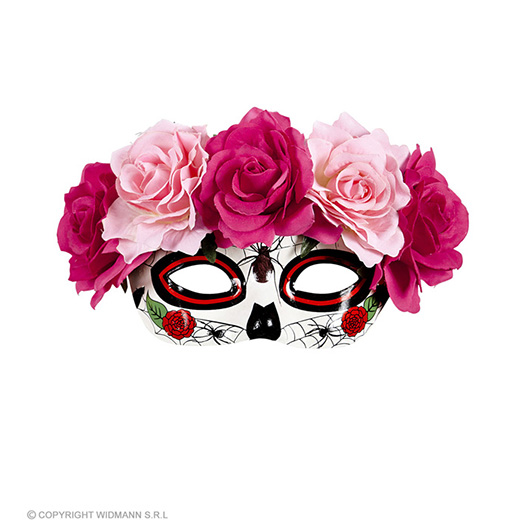 oogmasker dia de los muertos met rode/rose rozen
