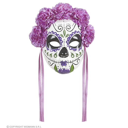 masker dia de los muertos met paarse rozen