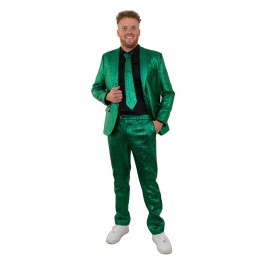 Kostuum glitter groen metallic 3 delig
