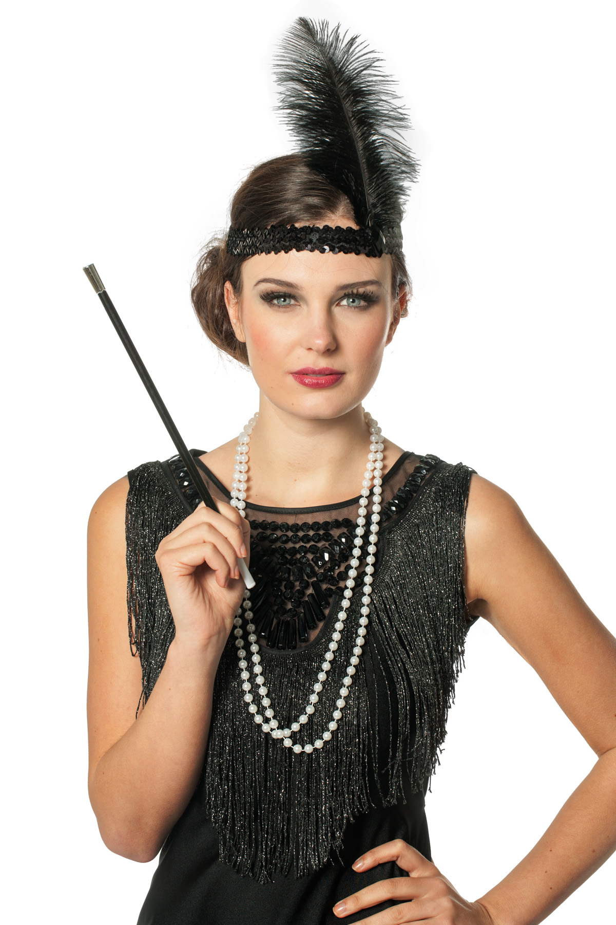 Set Charleston(ketting/sigarettenpijpje/hoofdband)