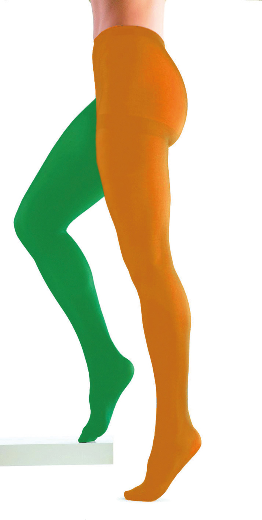 Panty 2-kleurig oranje/groen