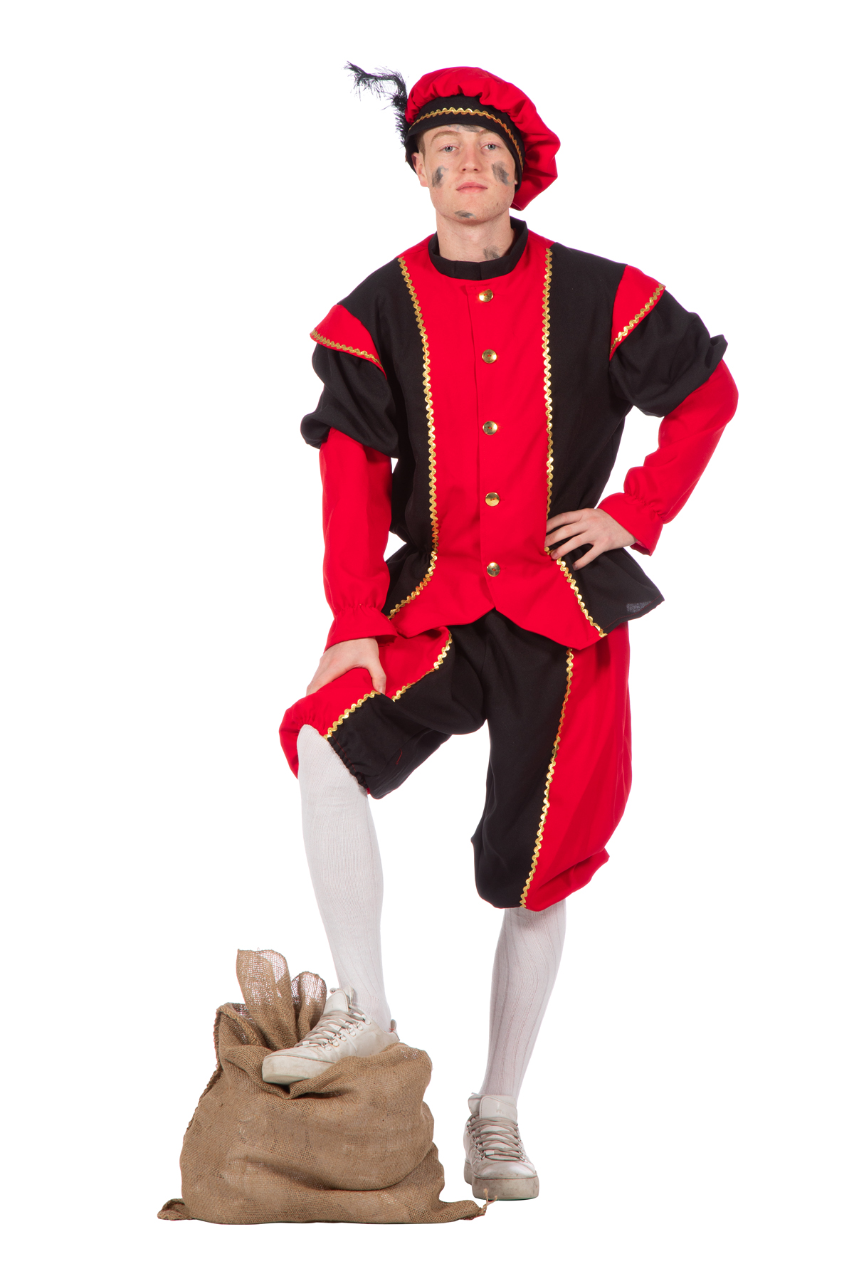 Piet bi-stretch zwart/rood