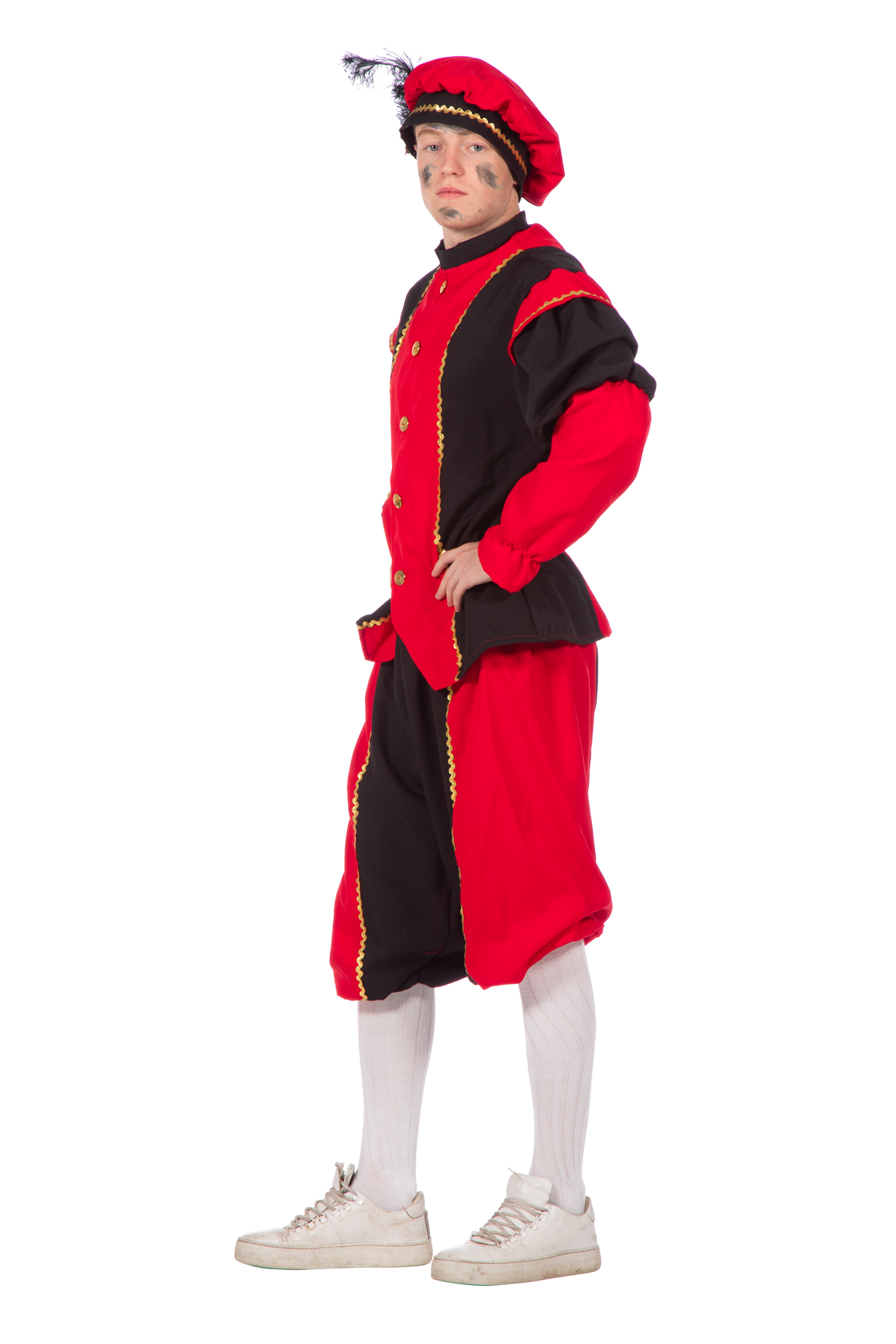 Piet bi-stretch zwart/rood