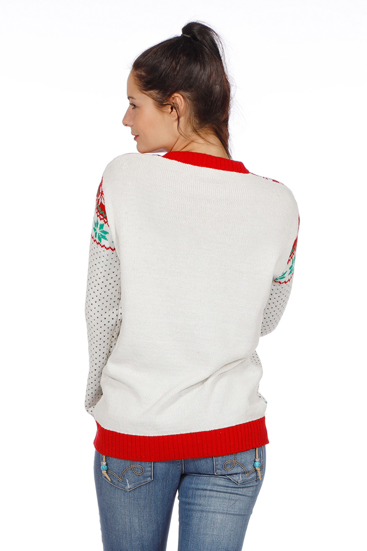 Kersttrui wit met rendieren (netto)