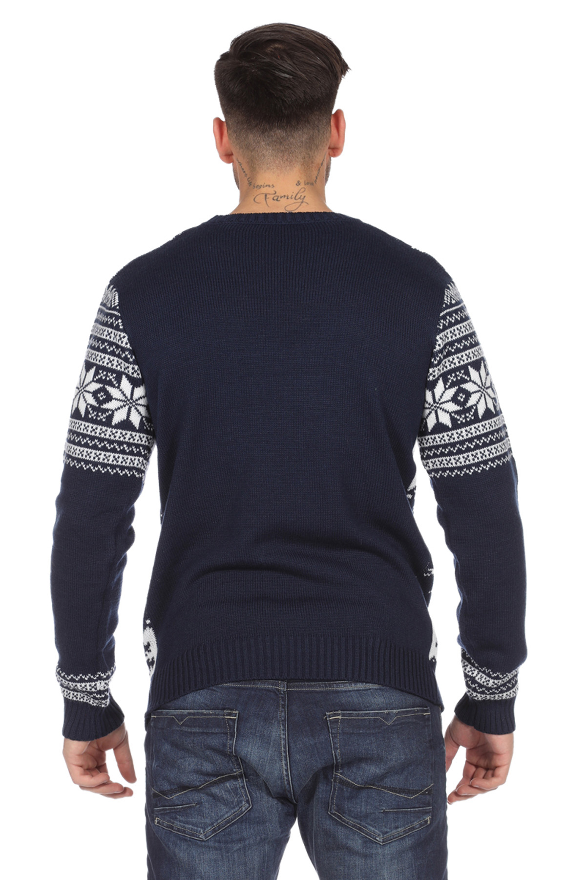 Kersttrui blauw classic met rendieren (netto)