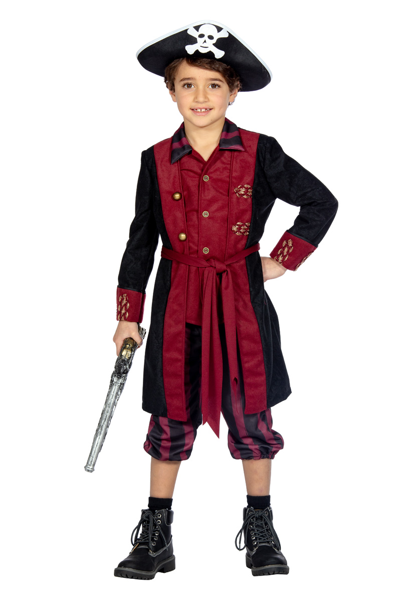 Piraat outfit jongen bordeau/zwart