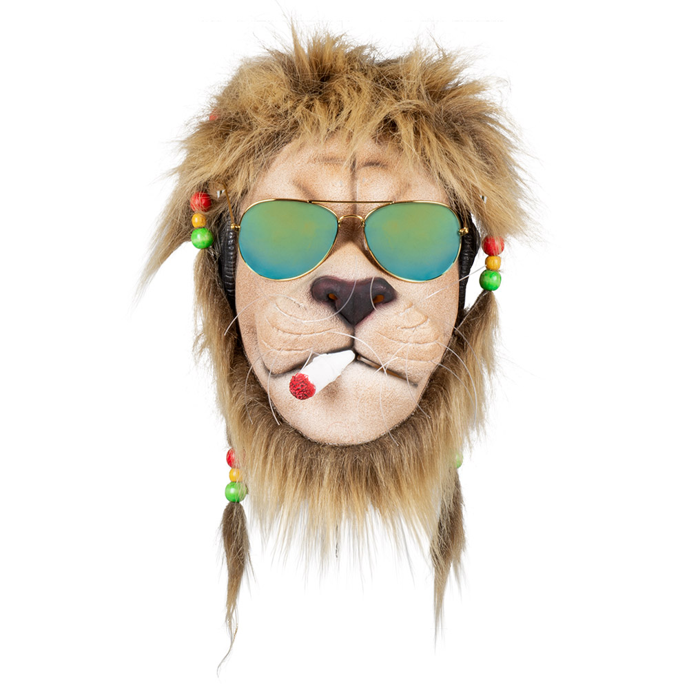 St. Latex gezichtsmasker Rasta lion met haar en bril