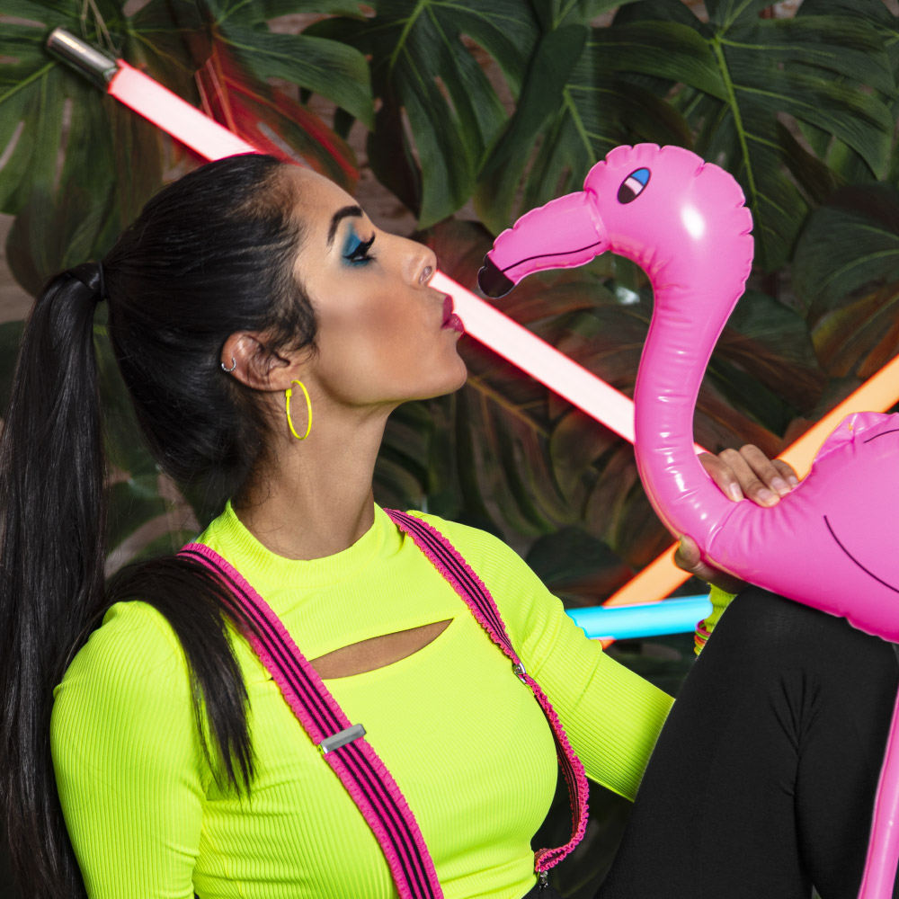 Bretels Ruches neonroze UV