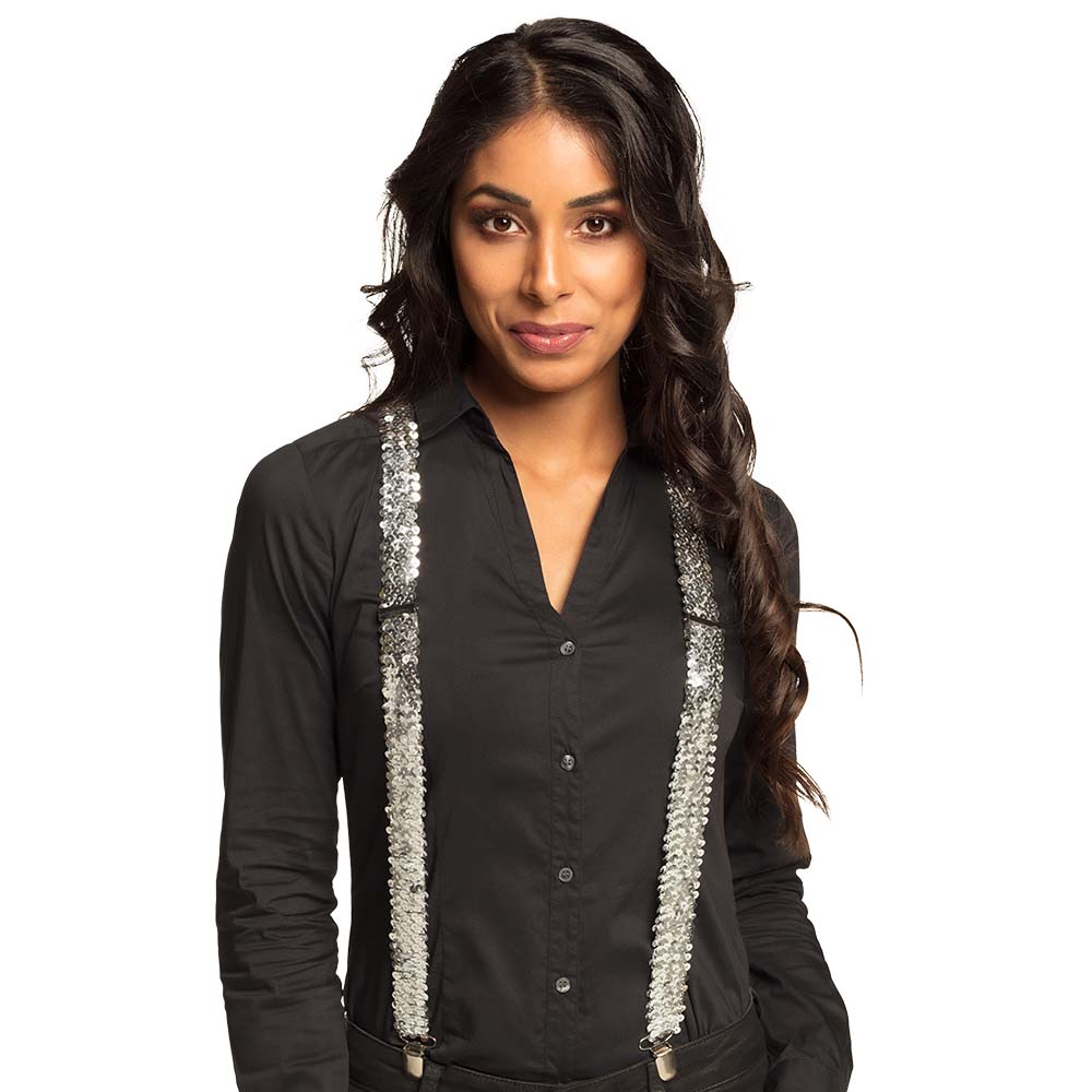 Bretels Pailletten zilver