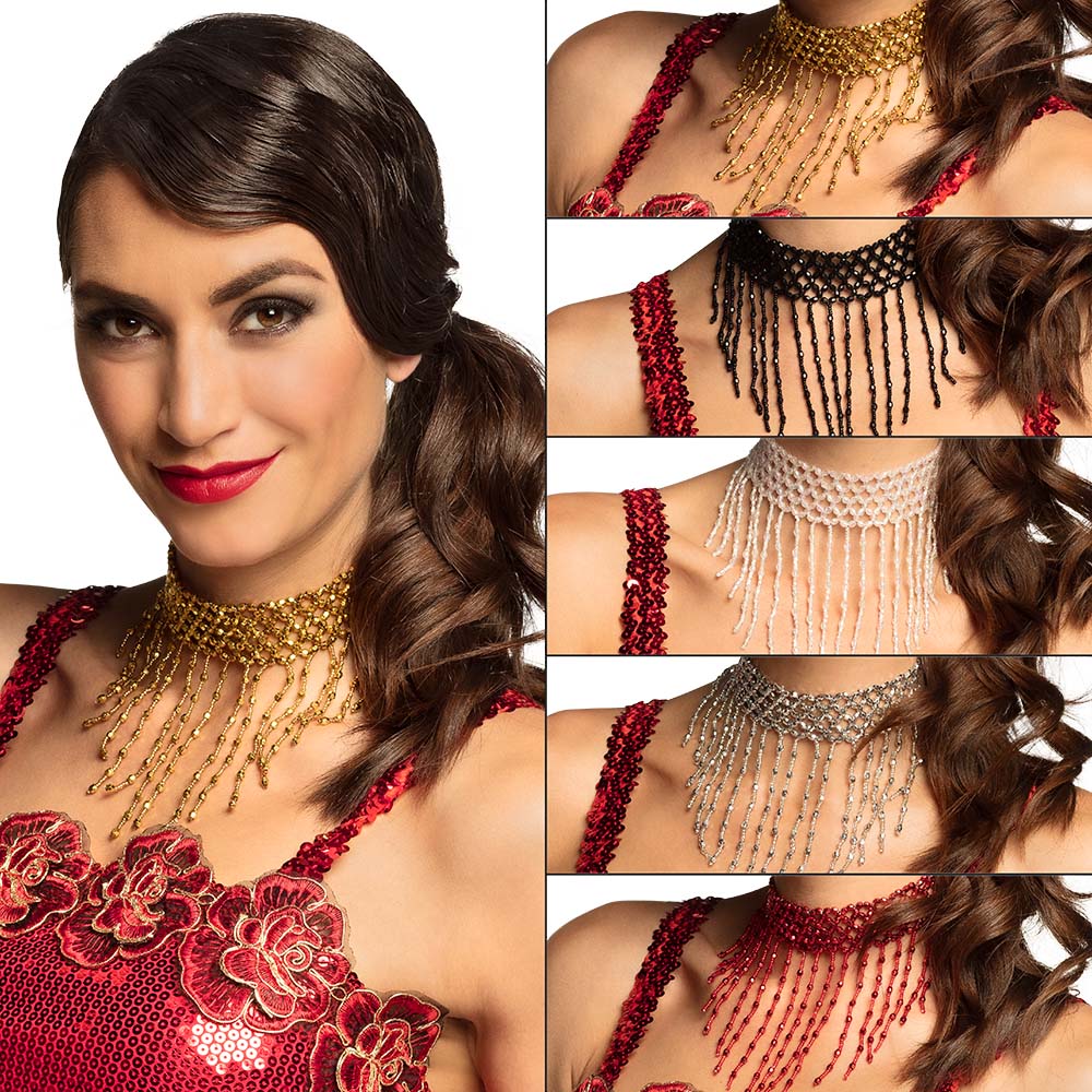 Halsketting Flapper 5 kleuren ass.