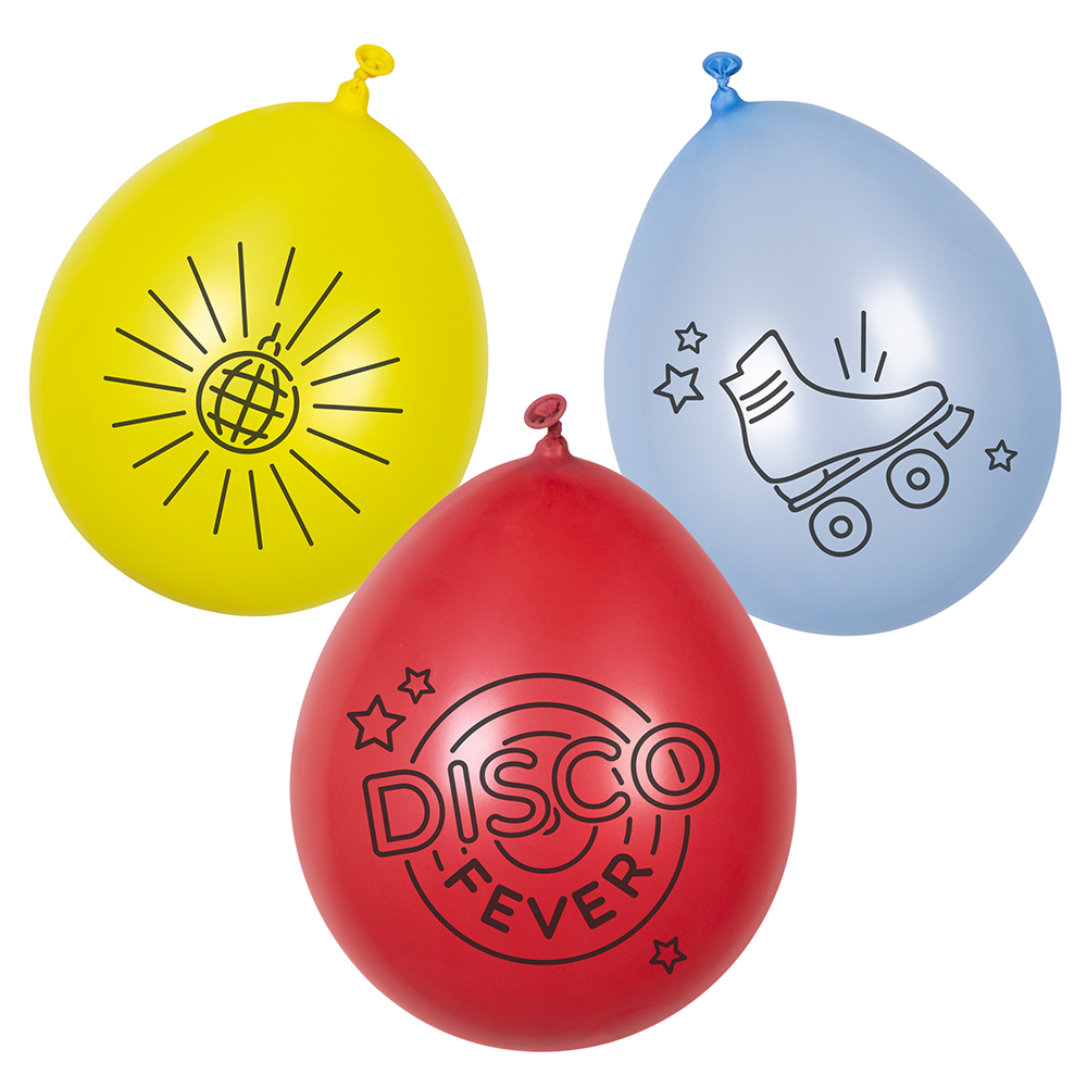Set 6 Latex ballonnen Disco fever 3 kleuren dubbelzijdig (Ø 23 cm)