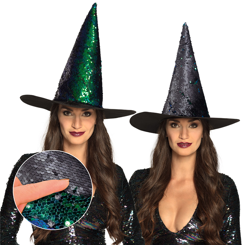 Heksenhoed Switch 3 kleurencombinaties ass. (omkeerbare pailletten)