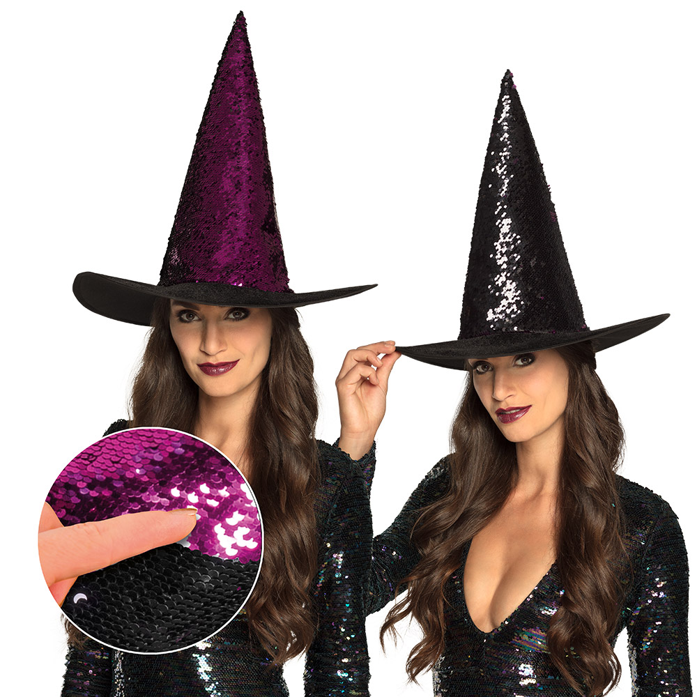Heksenhoed Switch 3 kleurencombinaties ass. (omkeerbare pailletten)