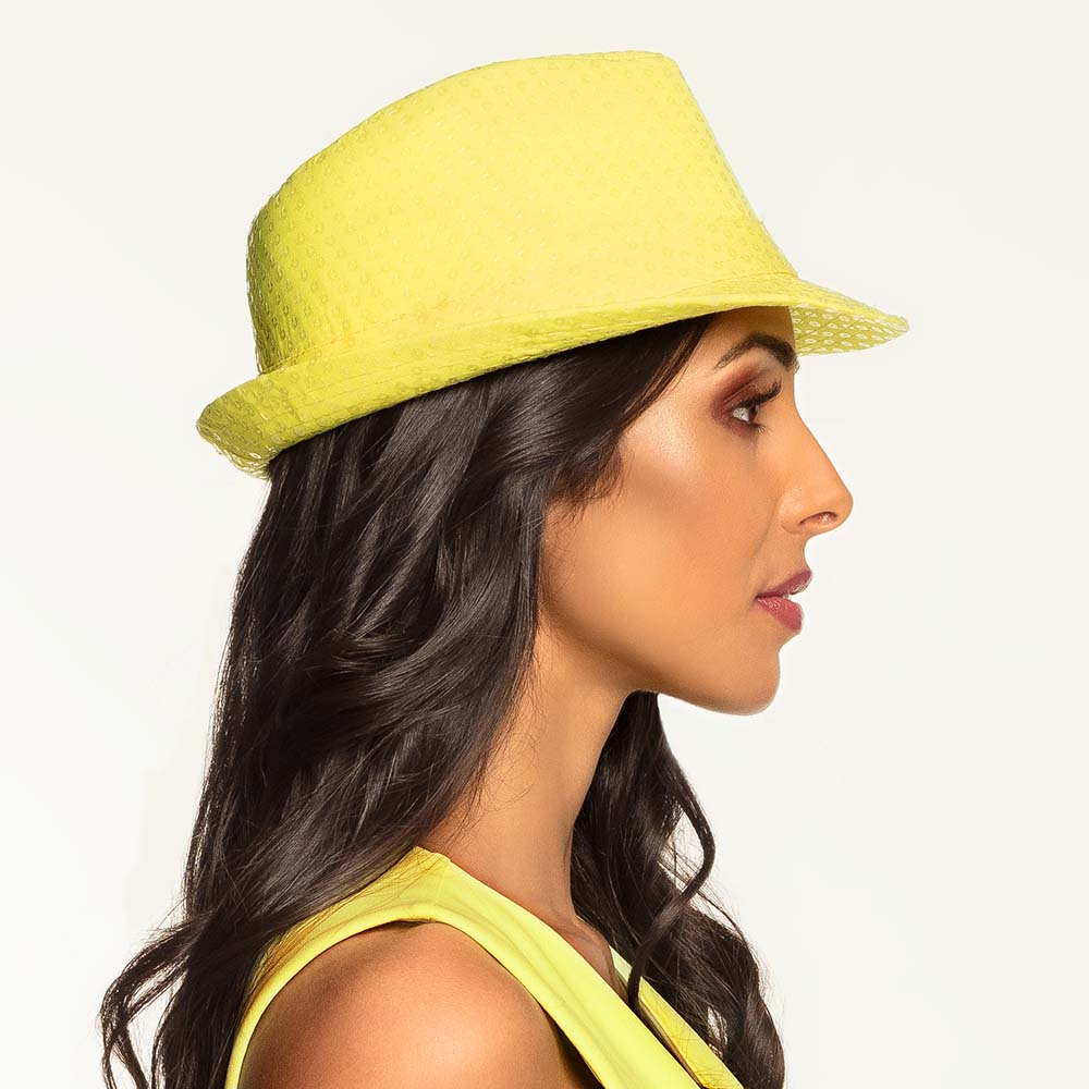 Hoed Popstar spangles 3 neonkleuren ass.