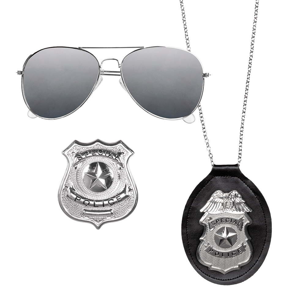 Set 'Special police' (partybril, ketting en badge)