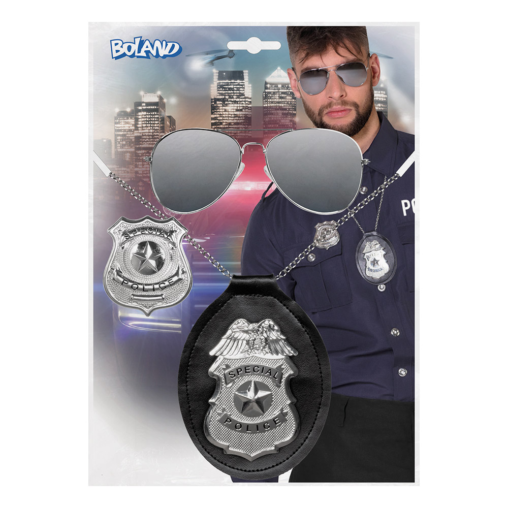 Set 'Special police' (partybril, ketting en badge)