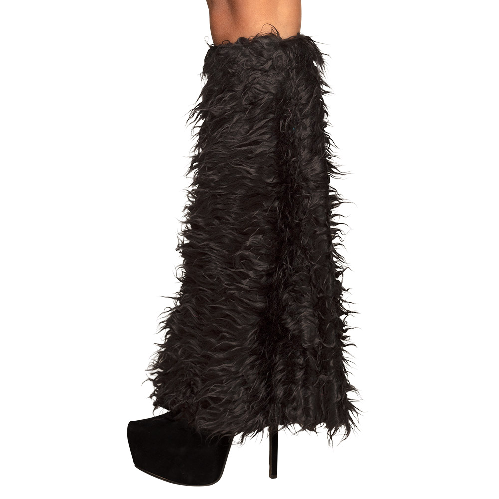 Paar beenwarmers Pluche zwart