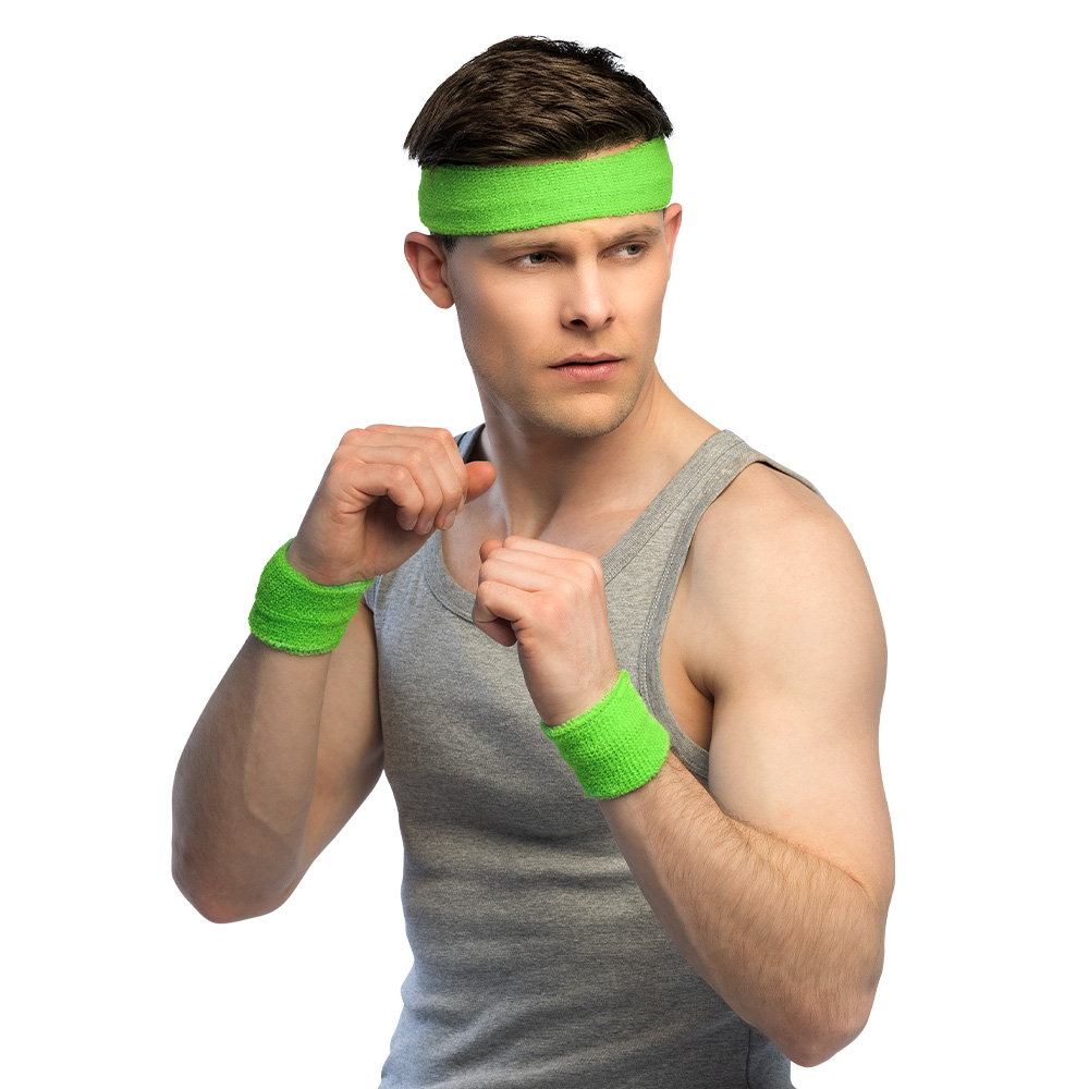 Set 3 zweetbandjes neongroen