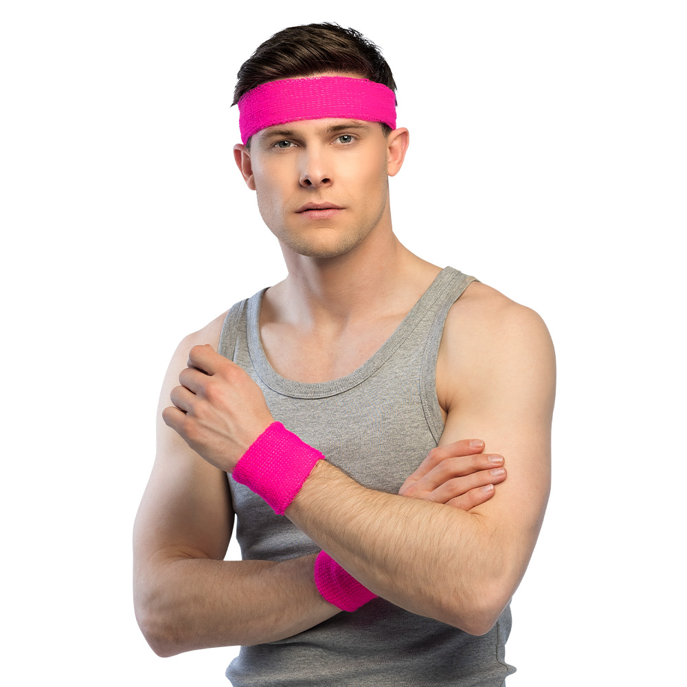 Set 3 zweetbandjes neonroze UV