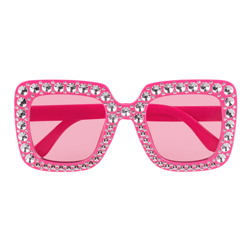 Set 2 Partybrillen Bling bling (zwart en roze)