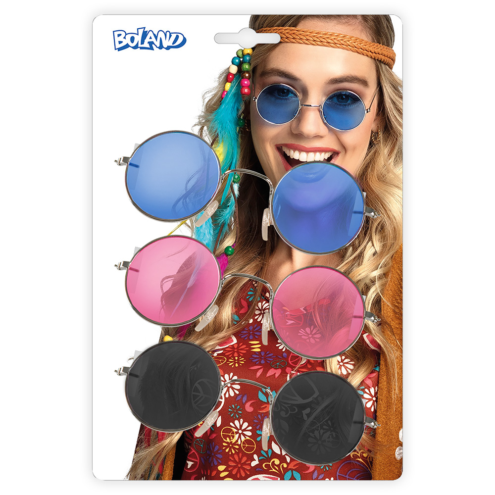 Set 3 partybrillen John 3 kleuren