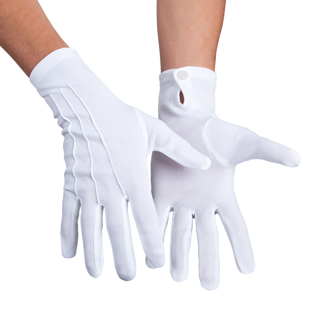 Pr. Handschoenen pols met drukknop wit M