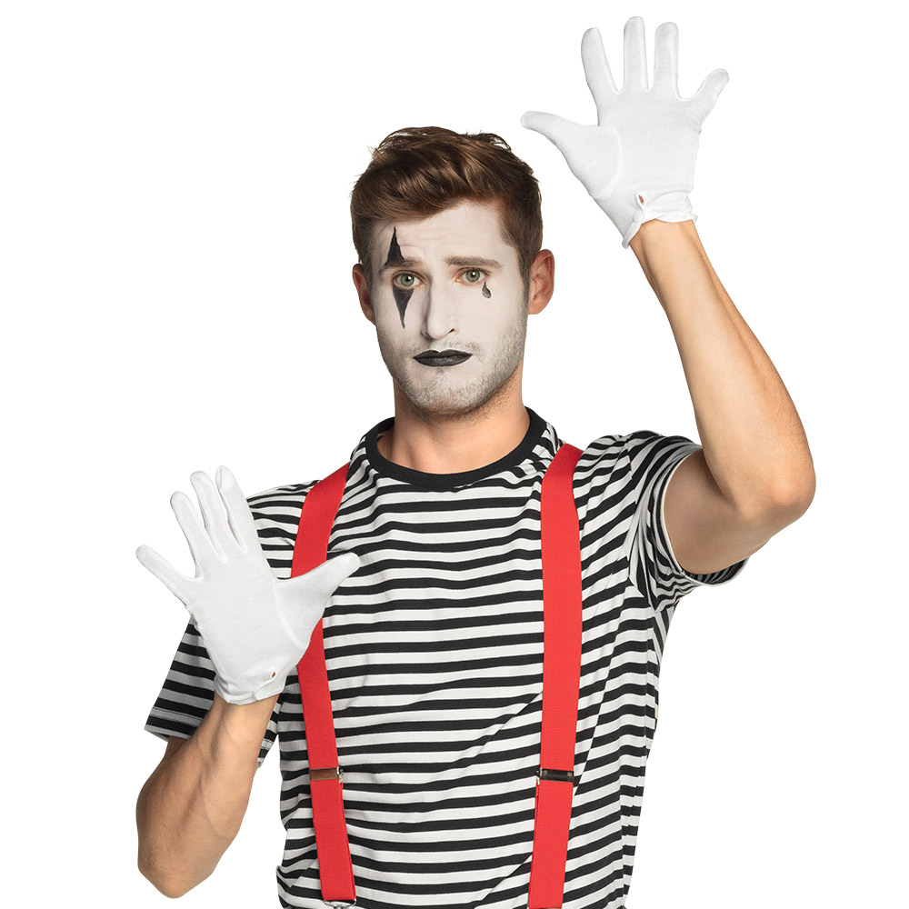 Paar handschoenen pols met drukknop wit M