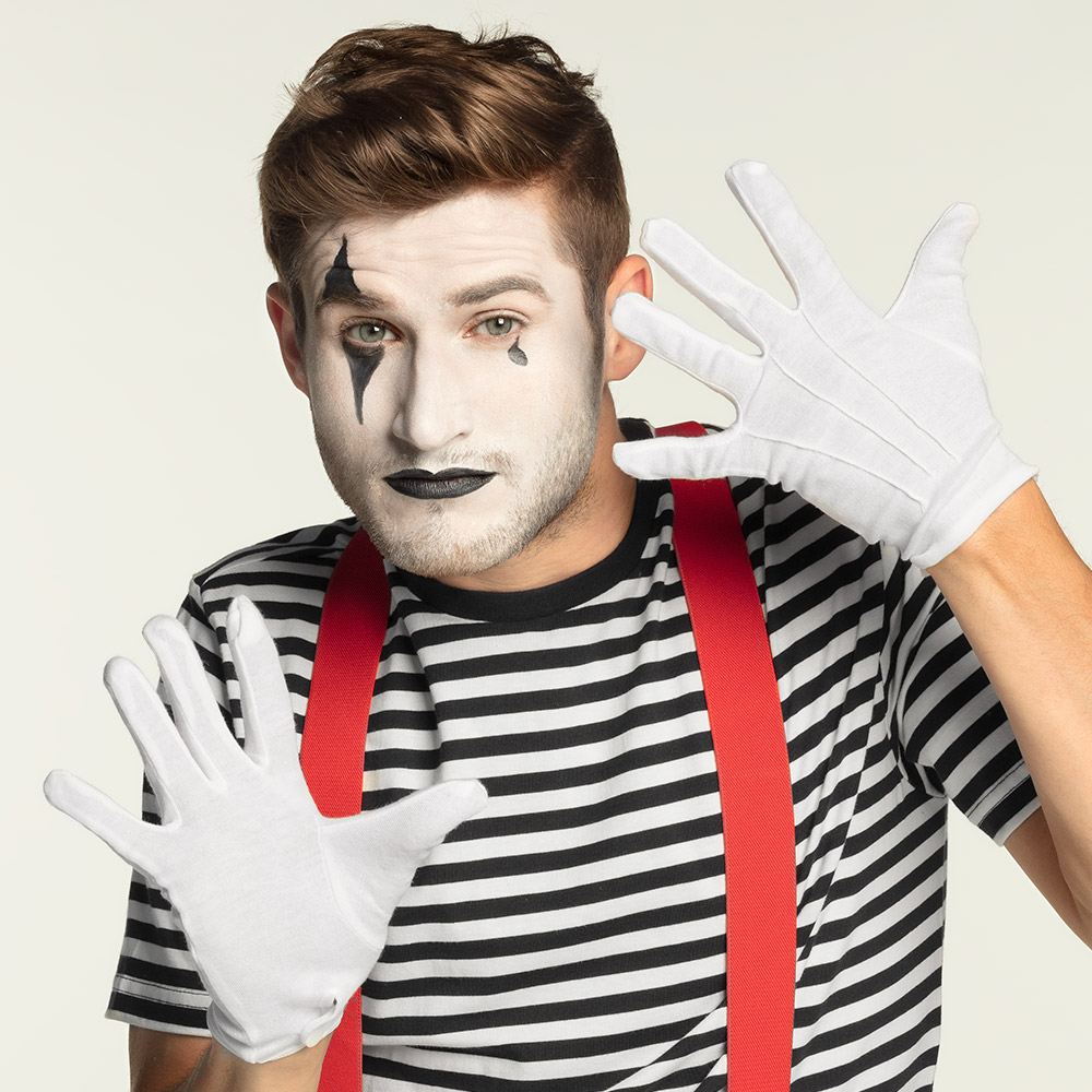 Paar handschoenen pols met drukknop wit M