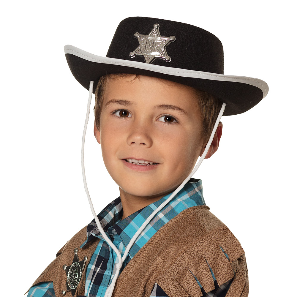 Cowboyhoed kind Deputy sheriff zwart